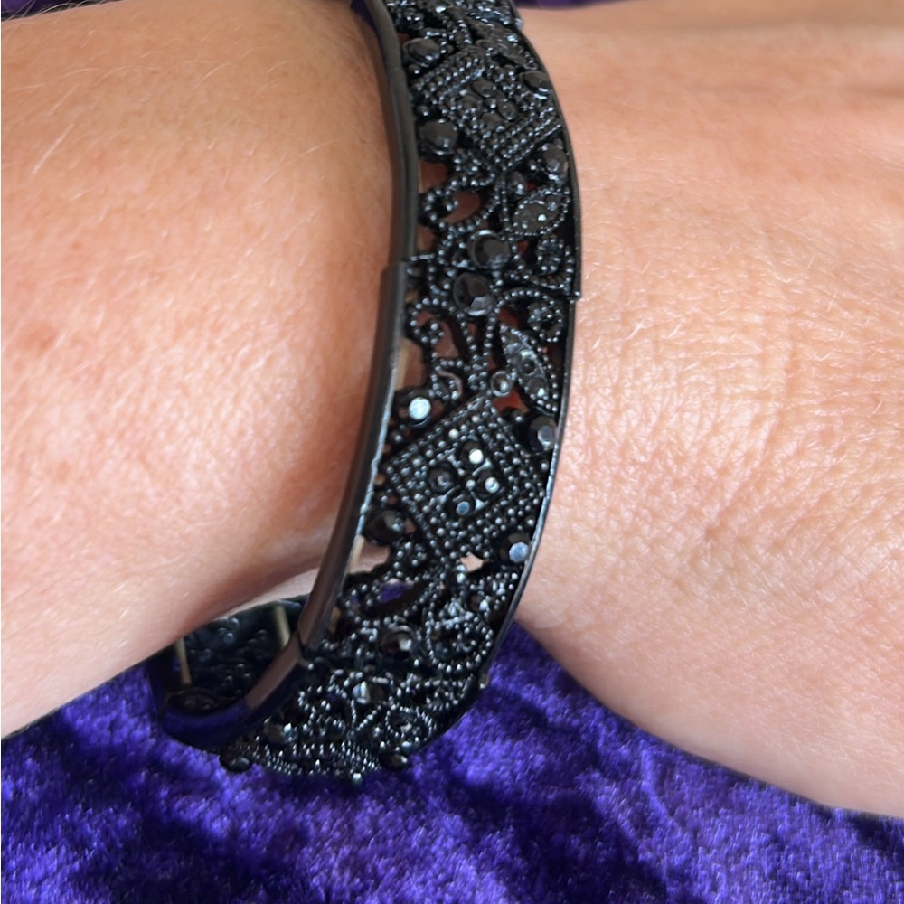 Intricate Black Filigree Bracelet